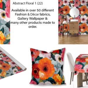 Abstract Floral Wallpaper, fabric, scatter cushions and tablecloth printing
