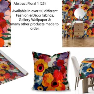Abstract Floral Wallpaper, fabric, scatter cushions and tablecloth printing