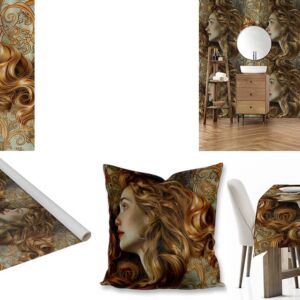 Art Nouveau Fabric, wallpaper, scatter cushions and table cloths