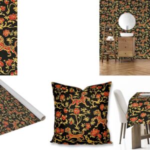 Custom Printed Asian Fabrics, Wallpapers, Tablecloths and scatter cushions