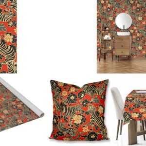 Custom Printed Asian Fabrics, Wallpapers, Tablecloths and scatter cushions