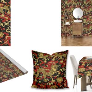 Custom Printed Asian Fabrics, Wallpapers, Tablecloths and scatter cushions