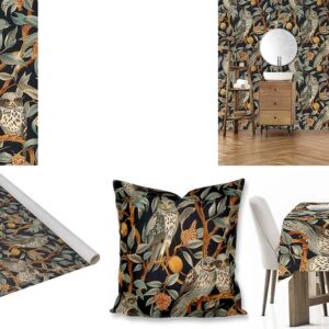 Bird and Trees Custom textile, wallpaper, scatter cushions and tablecloths