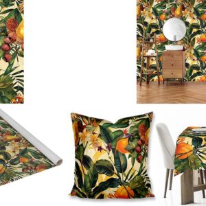 Custom Printed Botanical fabric, wallpaper, scatter cushions and tablecloths