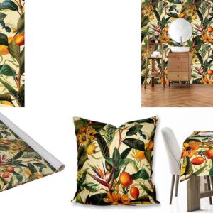 Custom Printed Botanical fabric, wallpaper, scatter cushions and tablecloths