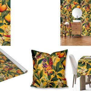 Custom Printed Botanical fabric, wallpaper, scatter cushions and tablecloths