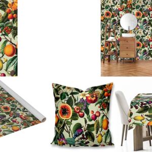 Custom Printed Botanical fabric, wallpaper, scatter cushions and tablecloths