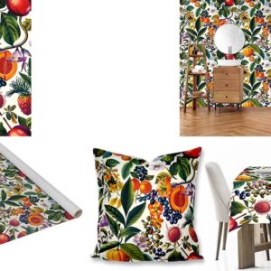Custom Printed Botanical fabric, wallpaper, scatter cushions and tablecloths
