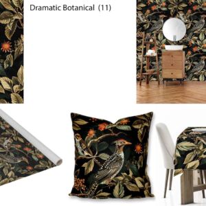 Dramatic Botanical custom printed fabric, scatter cushions, tablecloths, wallpaper and decor