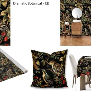Dramatic Botanical custom printed fabric, scatter cushions, tablecloths, wallpaper and decor