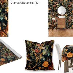 Dramatic Botanical custom printed fabric, scatter cushions, tablecloths, wallpaper and decor