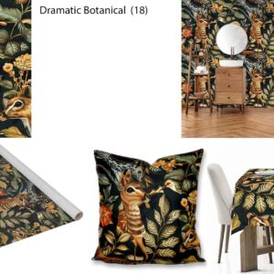 Dramatic Botanical custom printed fabric, scatter cushions, tablecloths, wallpaper and decor