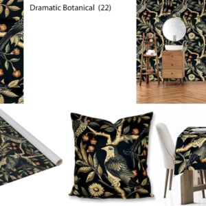 Dramatic Botanical custom printed fabric, scatter cushions, tablecloths, wallpaper and decor