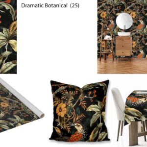Dramatic Botanical custom printed fabric, scatter cushions, tablecloths, wallpaper and decor