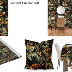 Dramatic Botanical custom printed fabric, scatter cushions, tablecloths, wallpaper and decor