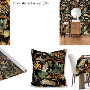 Dramatic Botanical custom printed fabric, scatter cushions, tablecloths, wallpaper and decor