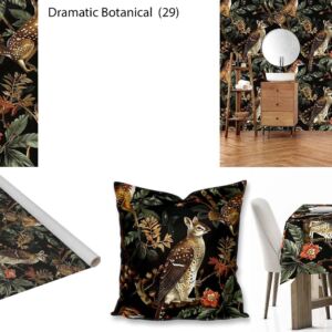 Dramatic Botanical custom printed fabric, scatter cushions, tablecloths, wallpaper and decor
