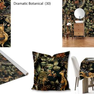 Dramatic Botanical custom printed fabric, scatter cushions, tablecloths, wallpaper and decor