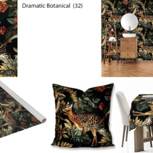 Dramatic Botanical custom printed fabric, scatter cushions, tablecloths, wallpaper and decor