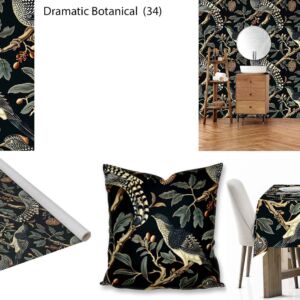 Dramatic Botanical custom printed fabric, scatter cushions, tablecloths, wallpaper and decor