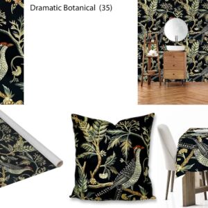 Dramatic Botanical custom printed fabric, scatter cushions, tablecloths, wallpaper and decor