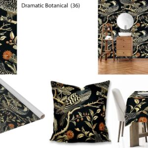 Dramatic Botanical custom printed fabric, scatter cushions, tablecloths, wallpaper and decor