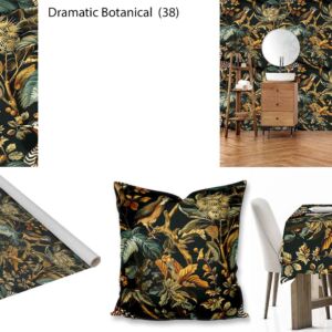 Dramatic Botanical custom printed fabric, scatter cushions, tablecloths, wallpaper and decor