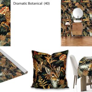 Dramatic Botanical custom printed fabric, scatter cushions, tablecloths, wallpaper and decor