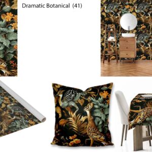 Dramatic Botanical custom printed fabric, scatter cushions, tablecloths, wallpaper and decor