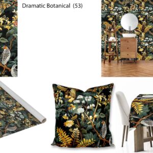 Dramatic Botanical custom printed fabric, scatter cushions, tablecloths, wallpaper and decor
