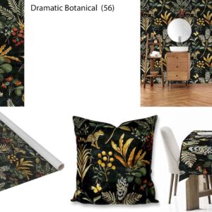 Dramatic Botanical custom printed fabric, scatter cushions, tablecloths, wallpaper and decor