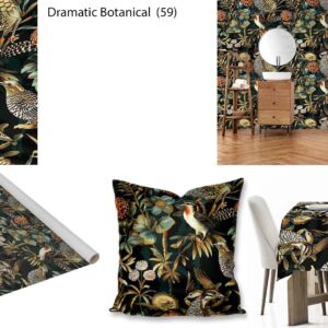 Dramatic Botanical custom printed fabric, scatter cushions, tablecloths, wallpaper and decor