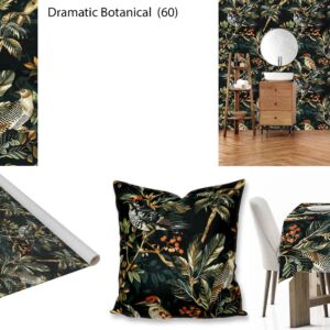 Dramatic Botanical custom printed fabric, scatter cushions, tablecloths, wallpaper and decor