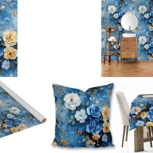 Custom floral printed fabric, scatter cushions, tablecloths and wallpaper