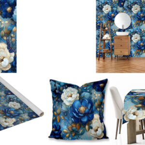 Custom floral printed fabric, scatter cushions, tablecloths and wallpaper